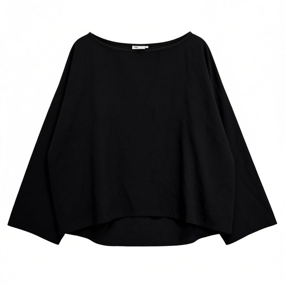 Soft Surroundings Black Drop Shoulder Tunic Top Lagenlook Breathable Cotton